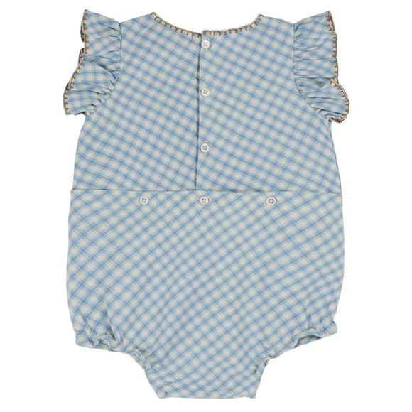 Emile et Ida Blue Gingham Embroidered
Romper (Carreaux Cross Stitch - 12 months) - Picture 3 of 6